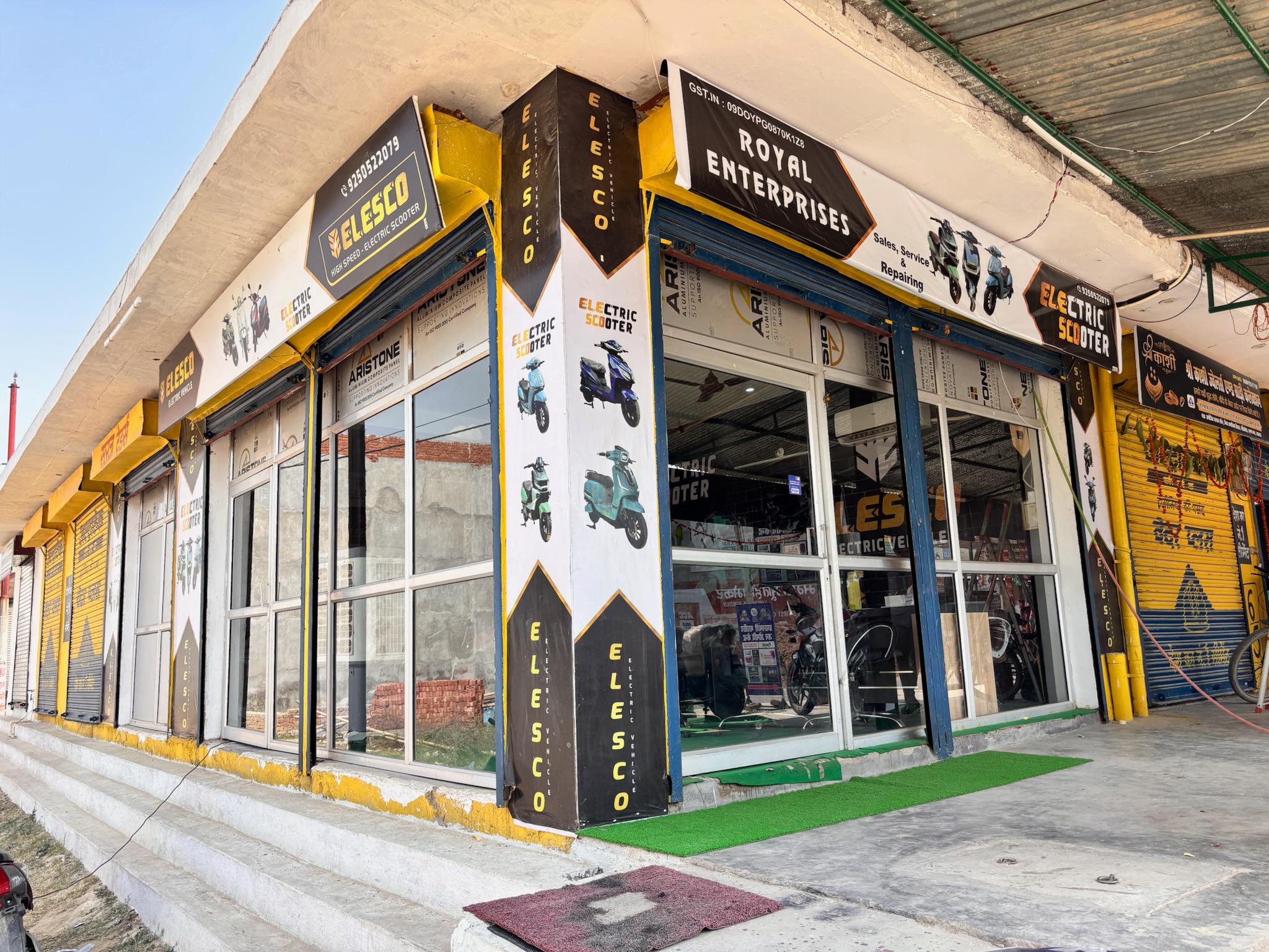 Elesco EV showroom in Lucknow with electric vehicles